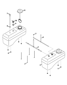 Fuel Tank Assembly Diagram and Parts List for L60-KH (53AH8CTD050-27HP)(2011) Cub Cadet Lawn Tractor